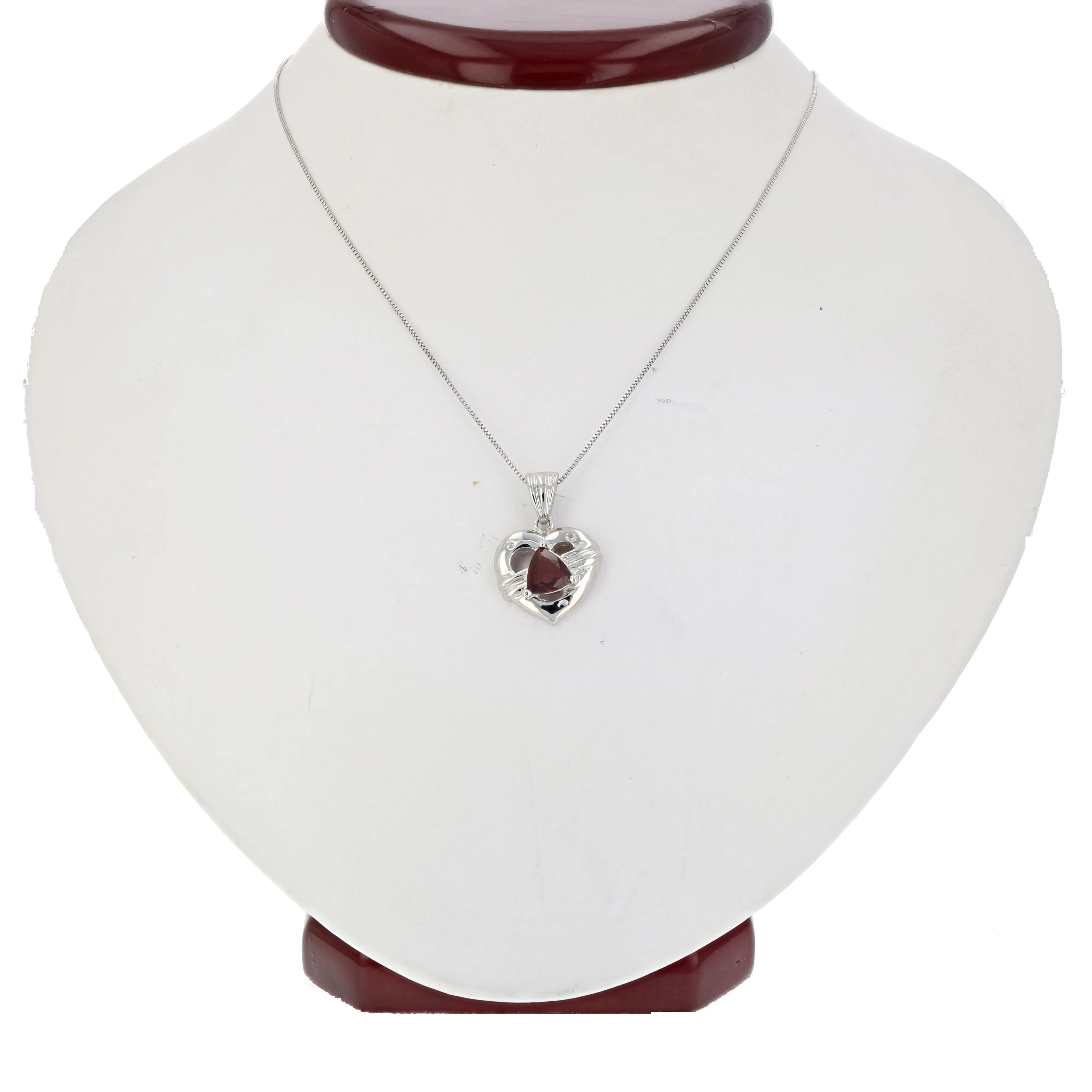 0.60 cttw Garnet Pendant Triangle Shape .925 Sterling Silver With 18 Inch Chain