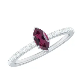 0.75 CT Natural Rhodolite Promise Ring with Diamond Accent