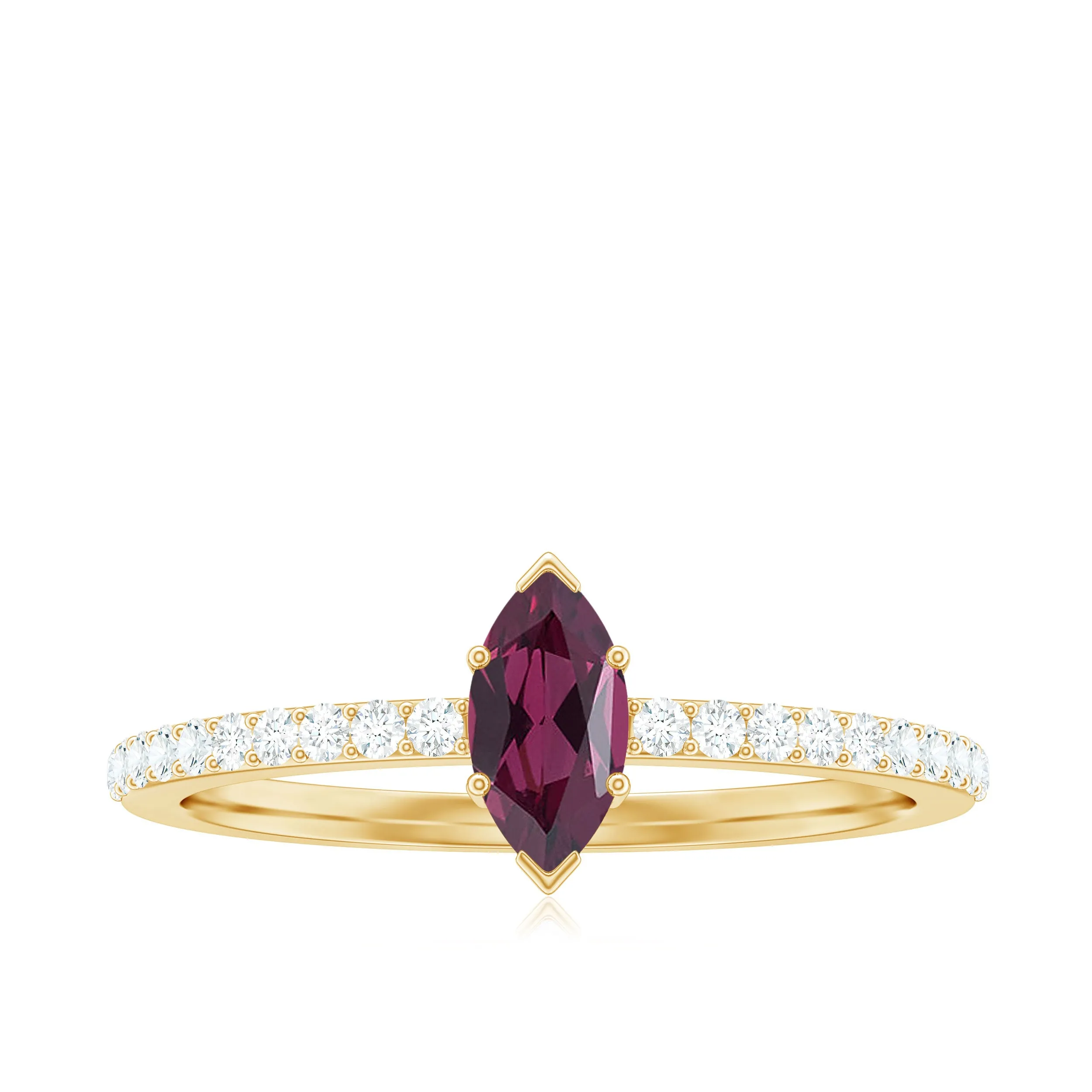 0.75 CT Natural Rhodolite Promise Ring with Diamond Accent