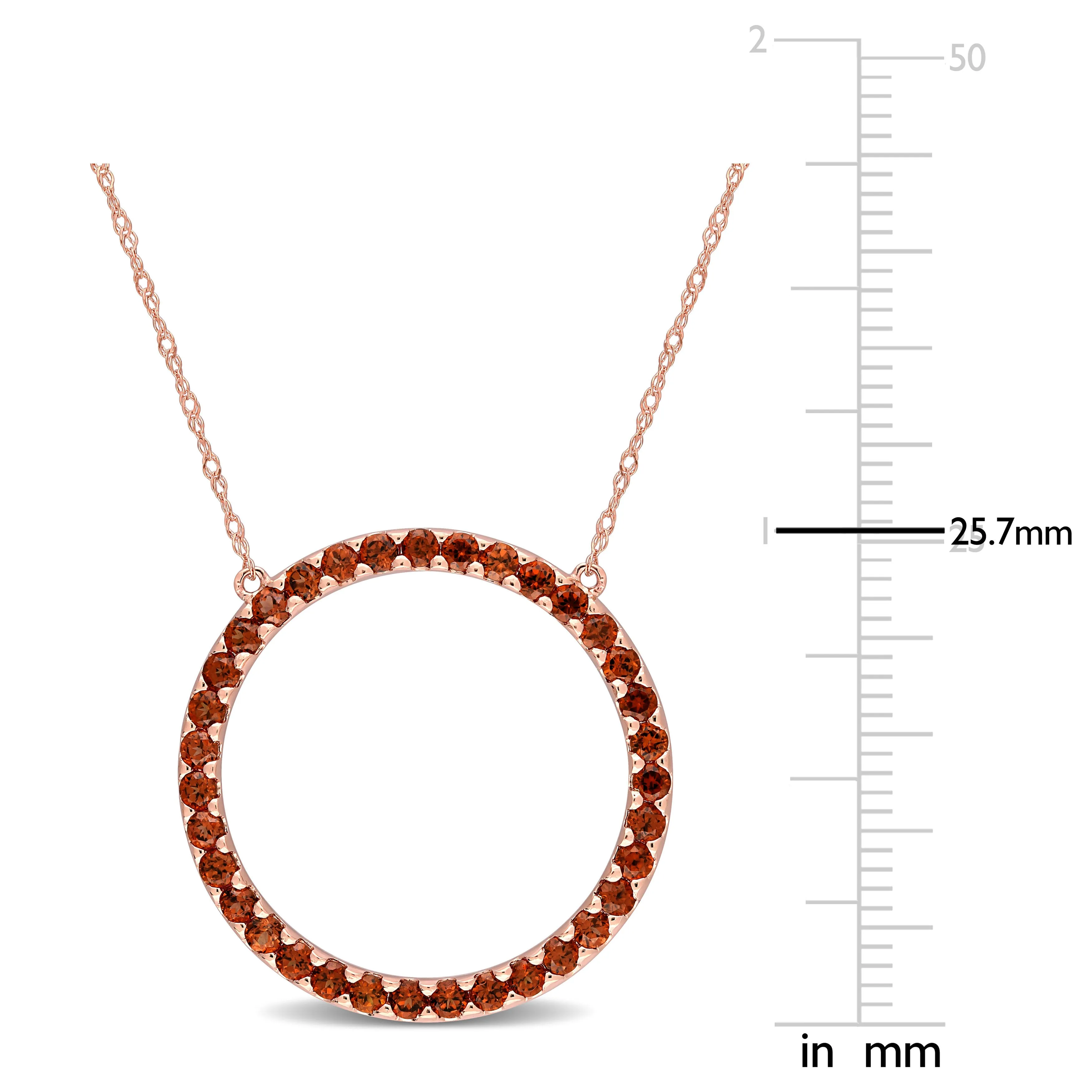 1 3/8 CT TGW Garnet Open Circle Pendant with Chain in 10k Rose Gold