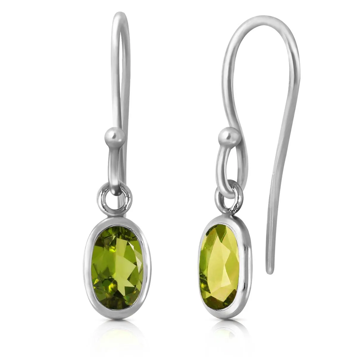 1 Carat 14K Solid White Gold Pacific Isle Peridot Earrings