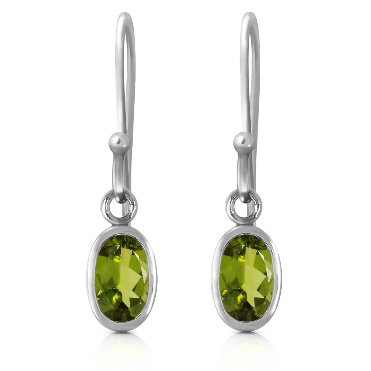 1 Carat 14K Solid White Gold Pacific Isle Peridot Earrings