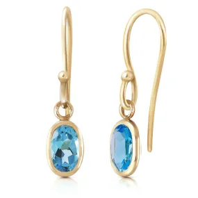 1 Carat 14K Solid Yellow Gold Faithful Blue Topaz Earrings