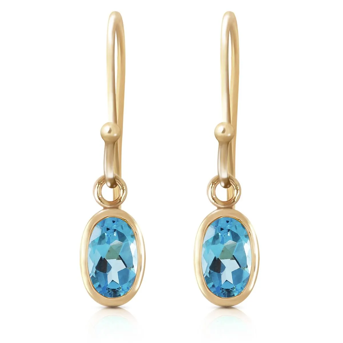 1 Carat 14K Solid Yellow Gold Faithful Blue Topaz Earrings