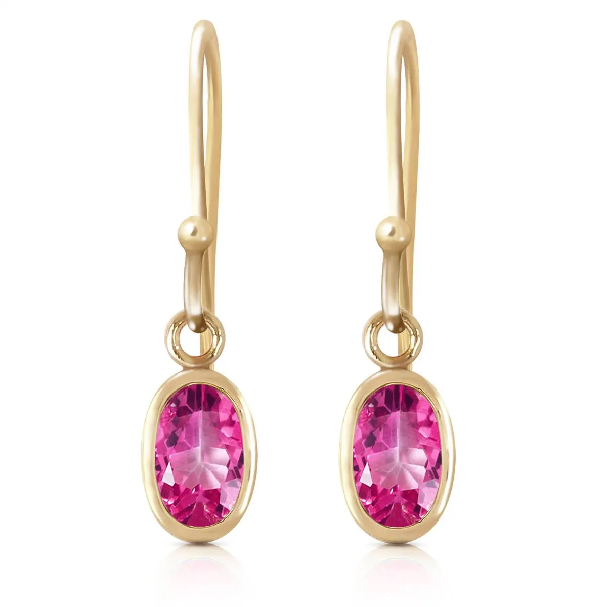 1 Carat 14K Solid Yellow Gold Faithful Pink Topaz Earrings