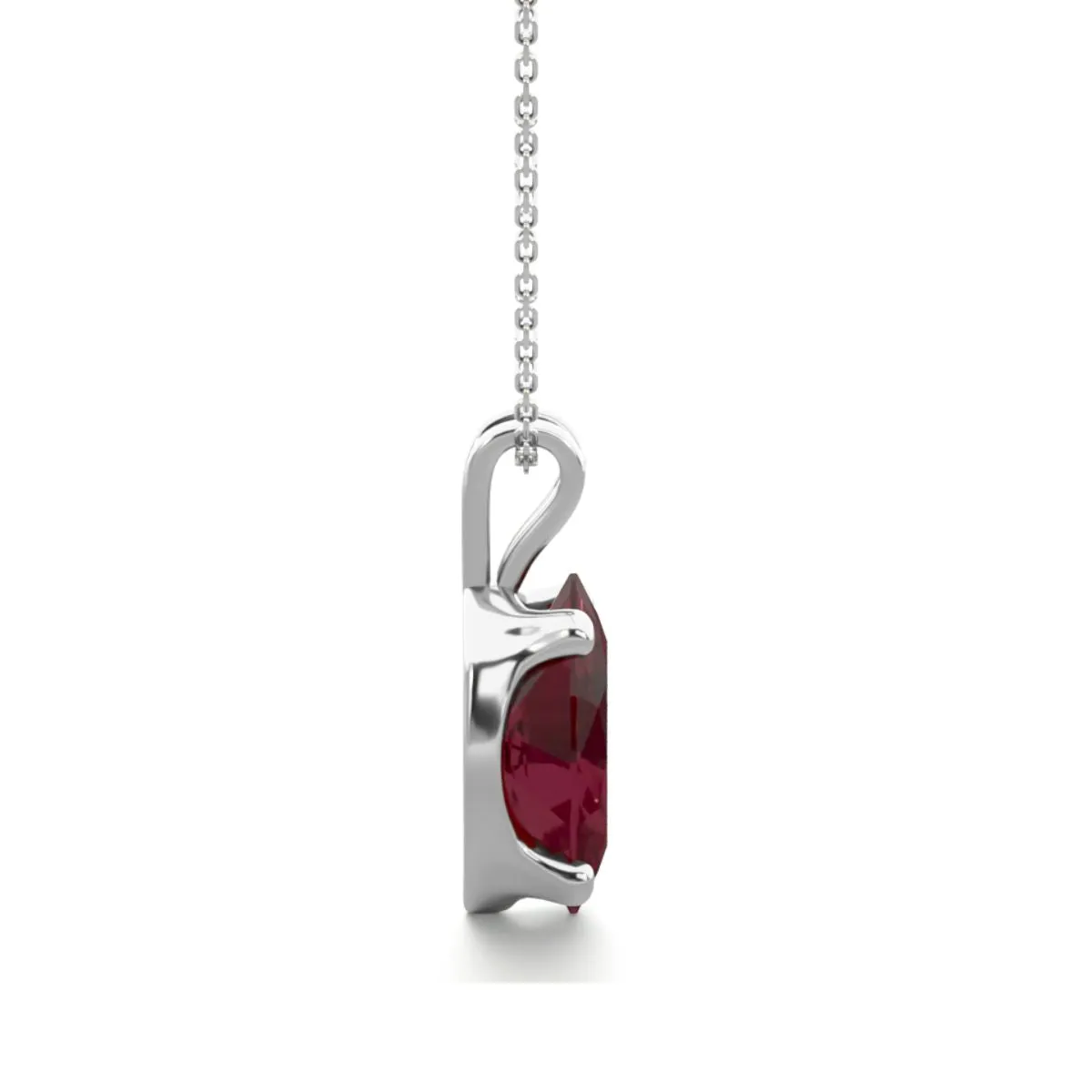 1 Carat Oval Shape Garnet Necklace In Sterling Silver, 18 Inches