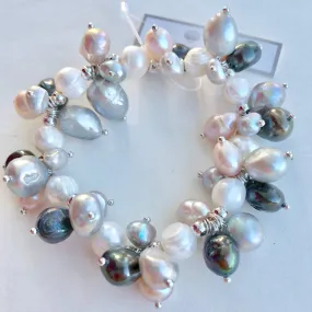 #1022 Multi Pearl Cluster Bracelet