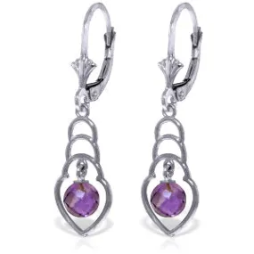 1.25 Carat 14K Solid White Gold Nothing Concealed Amethyst Earrings