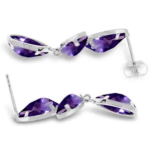 13 Carat 14K Solid White Gold Great Minds Amethyst Earrings