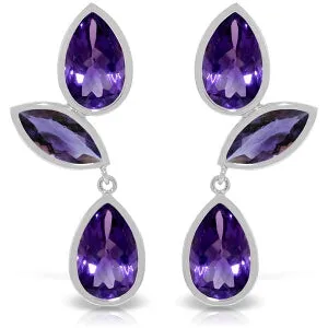 13 Carat 14K Solid White Gold Great Minds Amethyst Earrings