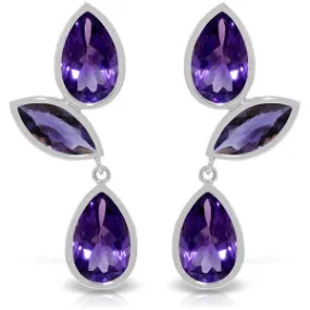 13 Carat 14K Solid White Gold Great Minds Amethyst Earrings