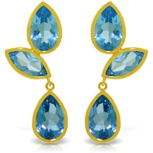 13 Carat 14K Solid Yellow Gold Alexandra Blue Topaz Earrings