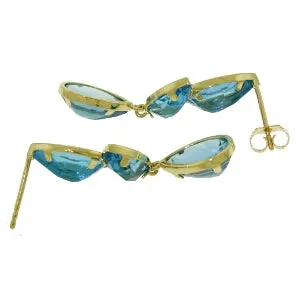 13 Carat 14K Solid Yellow Gold Alexandra Blue Topaz Earrings