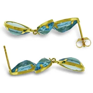 13 Carat 14K Solid Yellow Gold Alexandra Blue Topaz Earrings