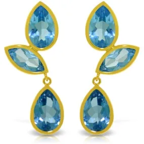 13 Carat 14K Solid Yellow Gold Alexandra Blue Topaz Earrings