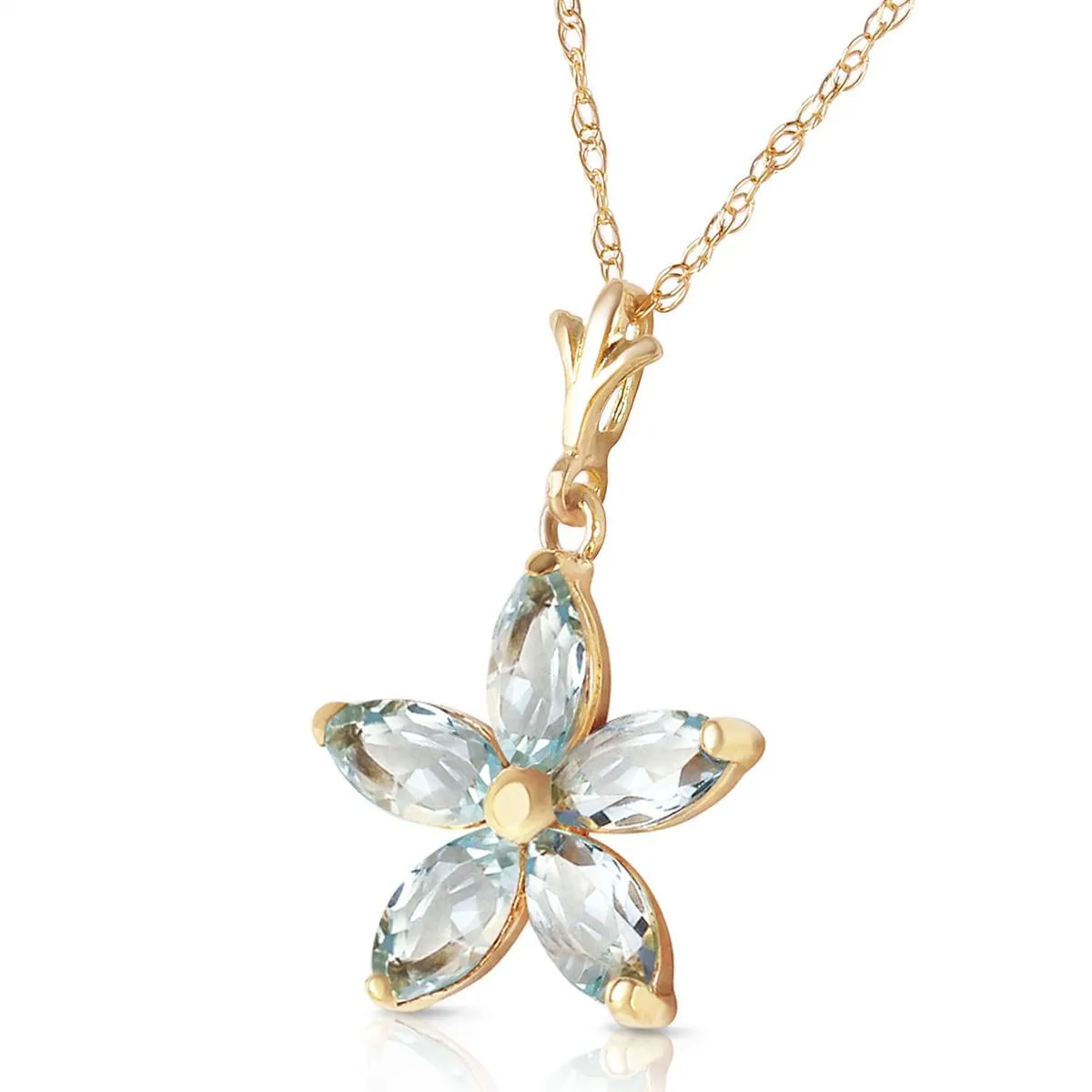 1.4 Carat 14K Solid Yellow Gold Insatiable Aquamarine Necklace