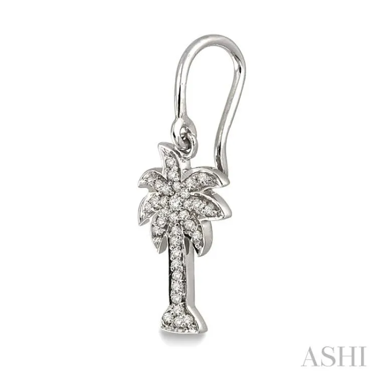 1/4 Ctw Palm Tree Single Cut Diamond Earrings in 14K White Gold