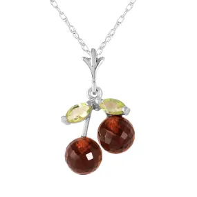 1.45 Carat 14K Solid White Gold Slow But Sure Garnet Peridot Necklace