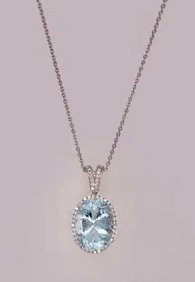 14K Aquamarine & Diamond Necklace