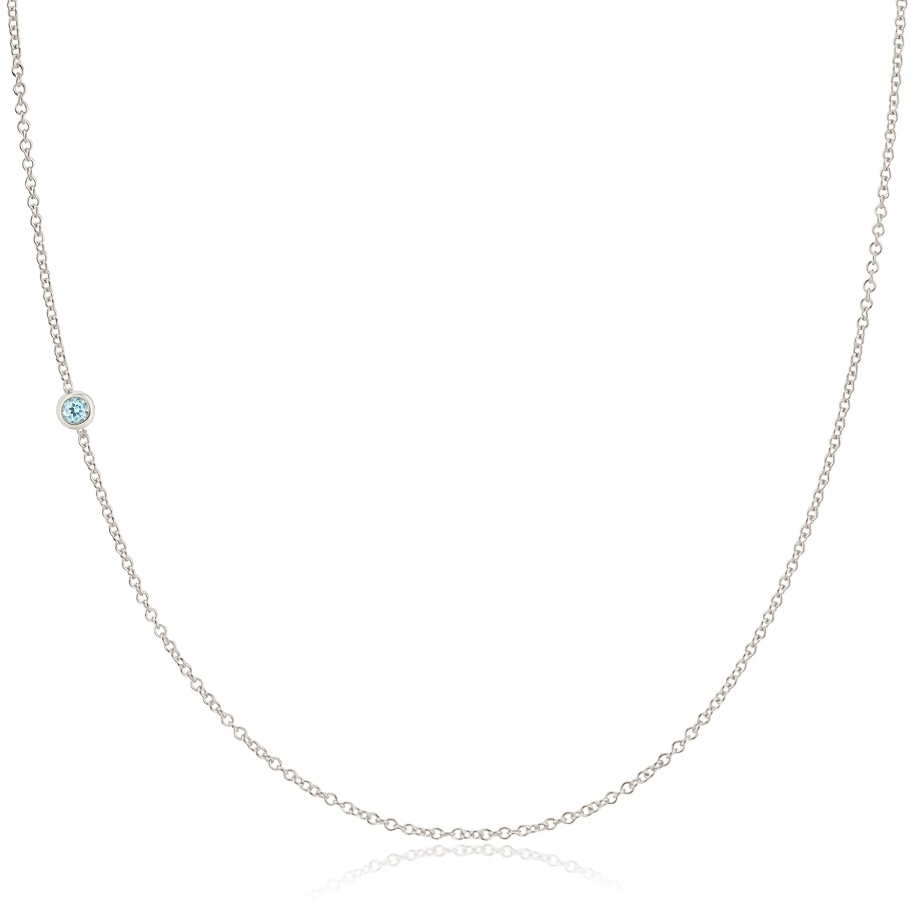 14K Gold Asymmetrical Birthstone Necklace - Aquamarine (March)