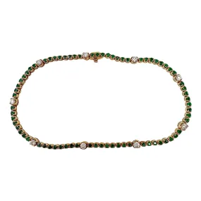 14K Gold Bracelet with Emeralds and Diamonds