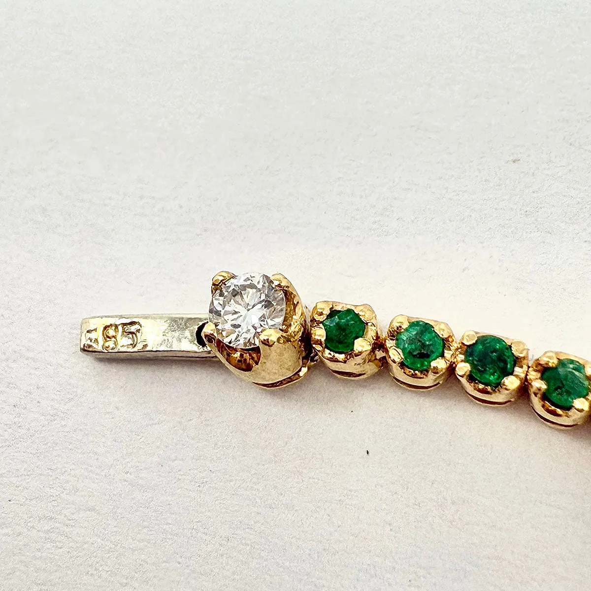 14K Gold Bracelet with Emeralds and Diamonds