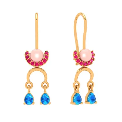 14k Gold  Exclusive Earrings Design With Gem Stone From  Amazea Collection