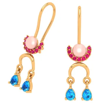 14k Gold  Exclusive Earrings Design With Gem Stone From  Amazea Collection