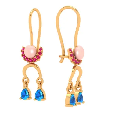 14k Gold  Exclusive Earrings Design With Gem Stone From  Amazea Collection