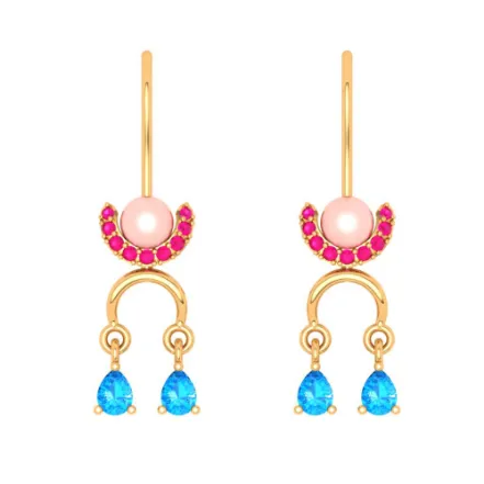 14k Gold  Exclusive Earrings Design With Gem Stone From  Amazea Collection