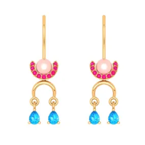 14k Gold  Exclusive Earrings Design With Gem Stone From  Amazea Collection