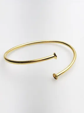 14K Gold Fill Flex Bangle Bracelet with Pearl Settings, 8" and 7.5" Available