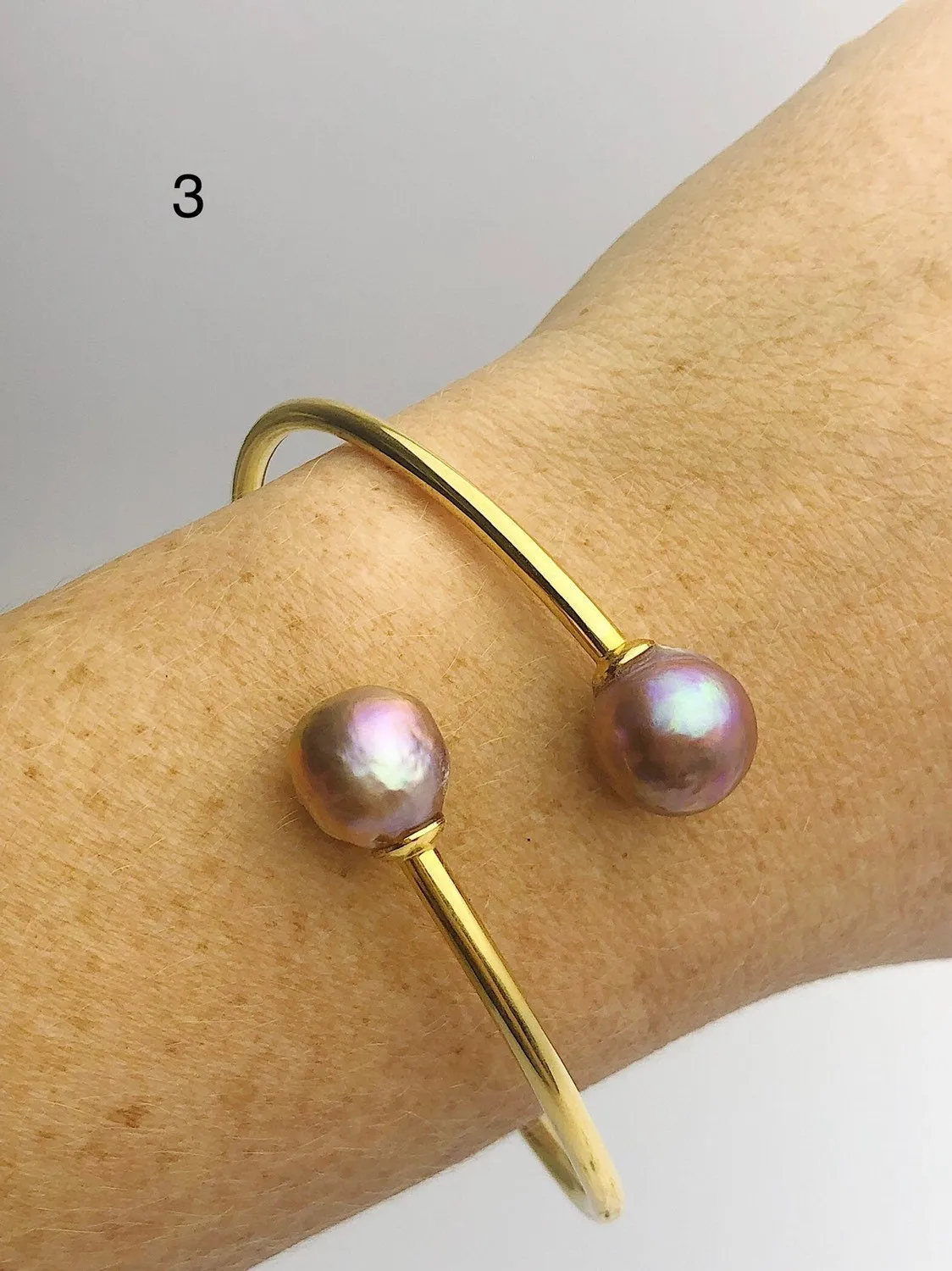 14K Gold Fill Flex Bangle Pearl Bracelets, Tahitian, Edison & South Sea Pearls #771