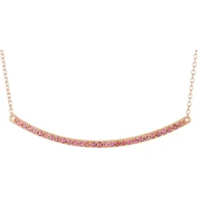 14K Rose Natural Pink Sapphire Bar 16-18" Necklace