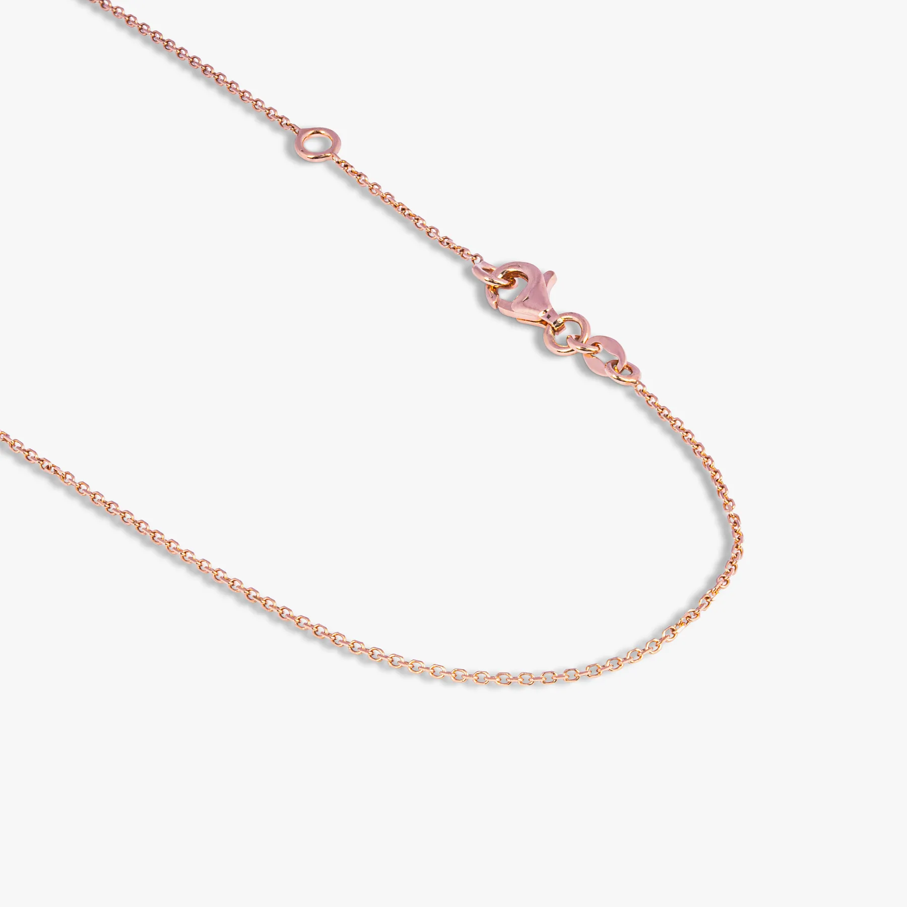 14K satin rose gold Kensington single stone necklace with garnet