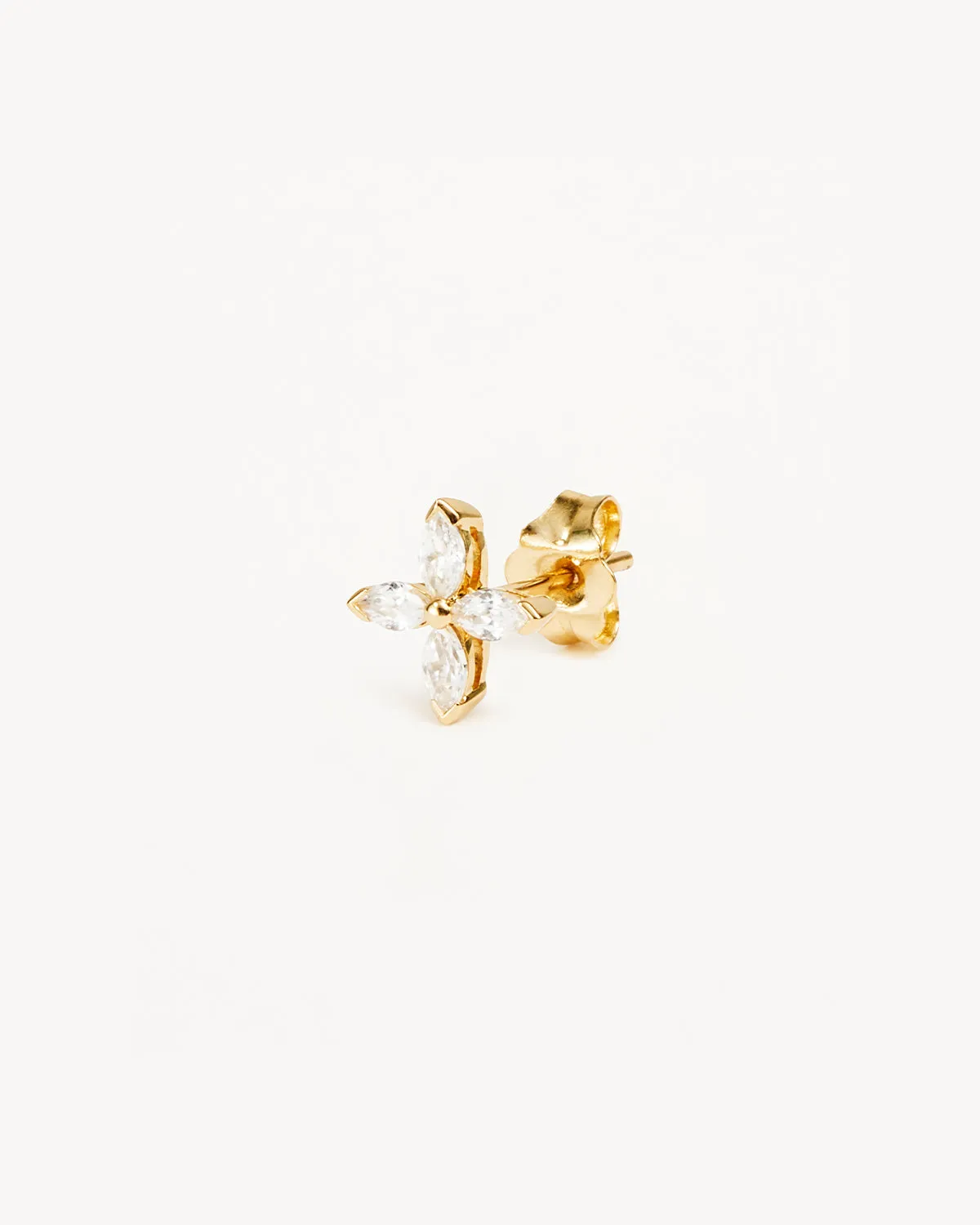 14k Solid Gold Blossom Lab-Grown Diamond Stud Earring