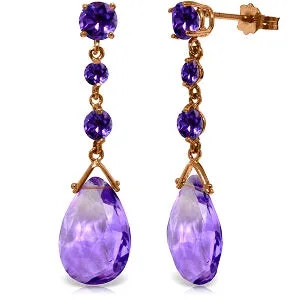 14K Solid Rose Gold Chandelier Light Purple Amethyst Earrings