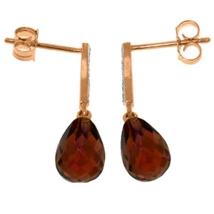 14K Solid Rose Gold Diamond & Garnet Certified Earrings