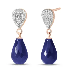 14K Solid Rose Gold Diamond & Sapphire Gemstone Earrings