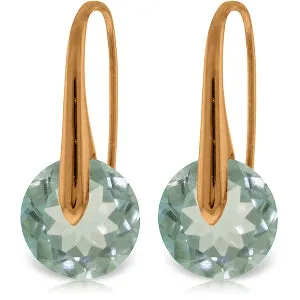14K Solid Rose Gold Fish Hook Blue Topaz Genuine Earrings