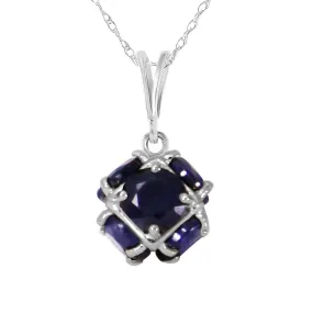 14K Solid White Gold Necklace w/ Natural Sapphires