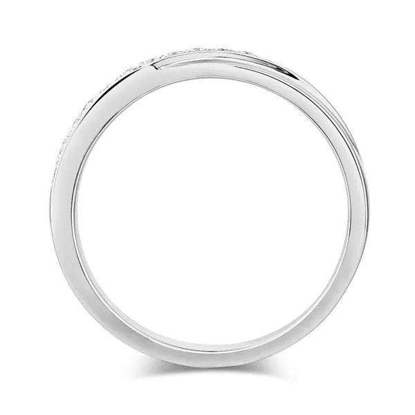 14K White Gold Women Wedding Band Ring 0.14 Ct Diamonds