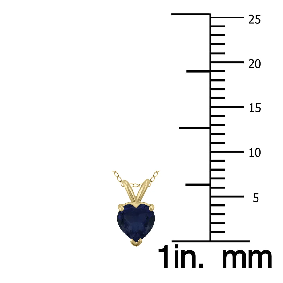 14K Yellow Gold 4Mm Heart Sapphire Pendant