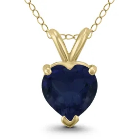 14K Yellow Gold 4Mm Heart Sapphire Pendant