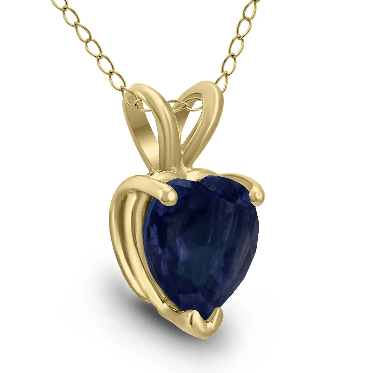 14K Yellow Gold 4Mm Heart Sapphire Pendant