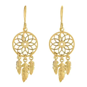 14K Yellow Gold Dream Catcher Chandelier Earrings