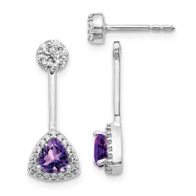 14KT 0.62 CTW AMETHYST & 0.32 CTW DIAMOND TRILLION HALO EARRINGS