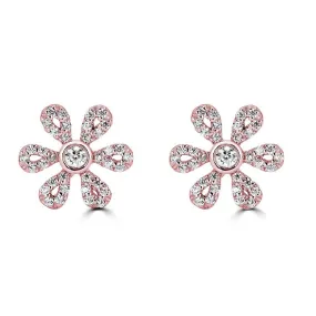 14KT Gold 1/4 CTW Diamond Flower Earrings