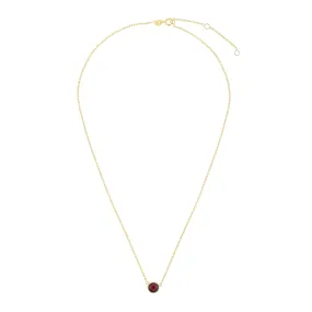 14kt Gold 17 inches Yellow Finish Extendable Colored Stone Necklace with Spring Ring Clasp with 0.9000ct 6mm Round Burgundy Garnet