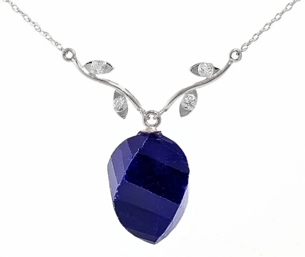 15.27 Carat 14K Solid White Gold Chamber Music Sapphire Diamond Necklace